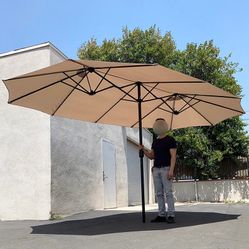 (New in box) $95 Large 15FT Double Sided Outdoor Patio Umbrella, Crank Open/Close (Weight base not included)