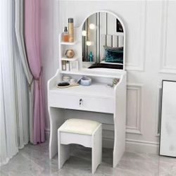 Brand New White Vanity Desk with Mirror & Stool – Only $55!