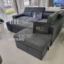 Sleeper Sectional Pull Out Bed With Storage Ottoman 