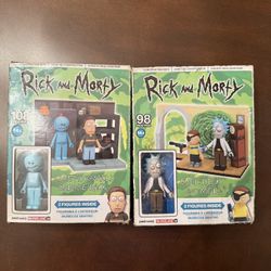 Rick and Morty McFarlane Construction Sets – Smith Family Garage + Evil Rick & Morty