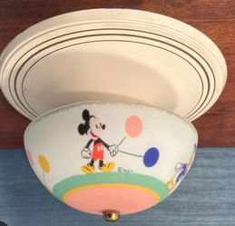 vintage 1950s Walt Disney glass ceiling light fixture