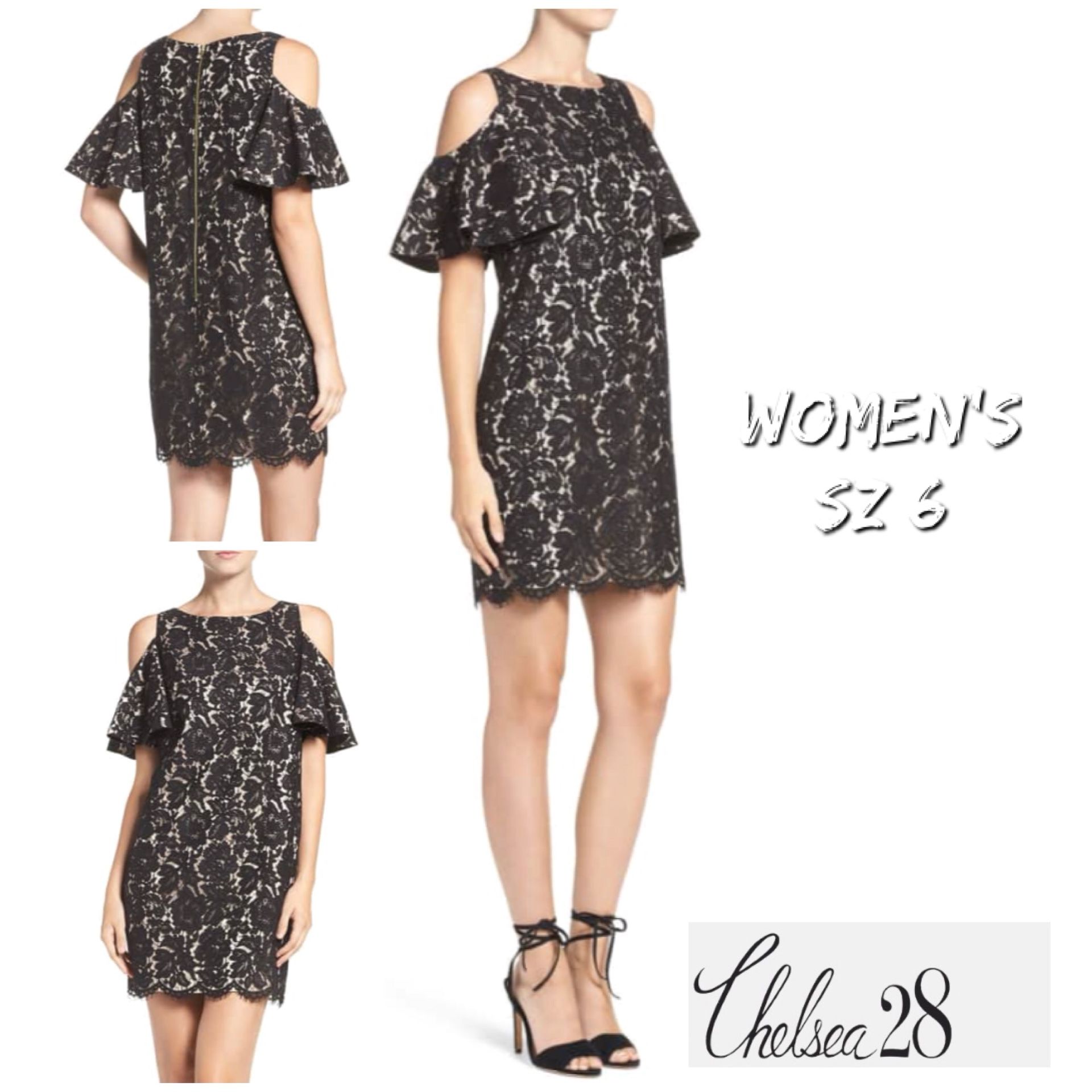 Final Sale NWT Women’s Designer Chelsea28 cold shoulder lace shift dress Sz6