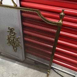 Louis XI Antique Vintage Old Retro Classical Solid Brass Fireplace Screen And Emblem