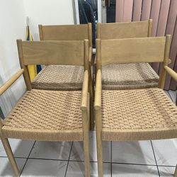 4 Rope Accent Dining Chairs. 