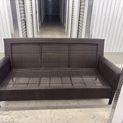 Wicker Couch with Cushions beige