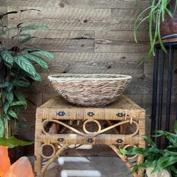 Large Round Seagrass Basket Bowl 14 in Plant Container Decor Accent Display Woven Wicker Rattan 