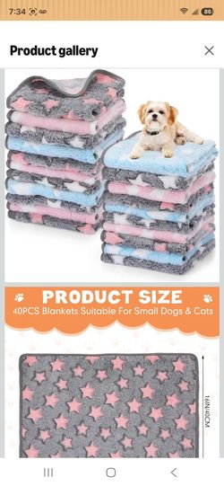 40 Pcs Puppy Blankets for Small Dog Pet Bulk Fleece Soft Fluffy Washable Dog Star Print Pattern Fleece Blankets for Pets Throw Warm Bed Mat for Puppy 