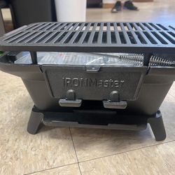 Black Portable Heavy Duty Cast Iron Charcoal Grill Tabletop BBQ Grill for Camping Picnic 