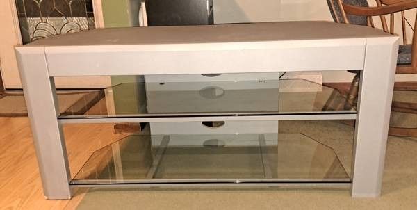 TV Stand! Gray in color w/ Glass!