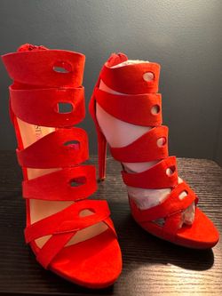JustFab Orange Cutout Strappy Stiletto Heels 8.5