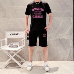 Balenciaga men's short sleeve shorts suit
