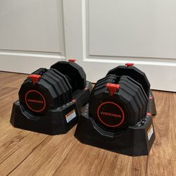 Weider Adjustable Dumbbells - 50lb Pair w/ Storage Rack