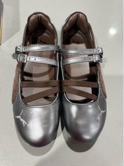 Puma silver brown Mary Jane flats US Women's 9