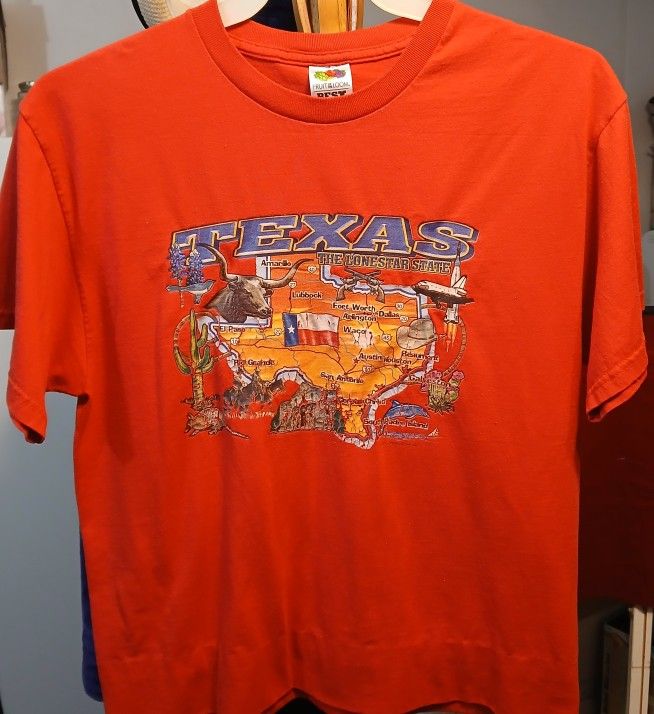 TEXAS THE LONESTAR STATE - Screen Stars Texas Map Graphic T-Shirt (L)