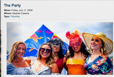 THE PARTY Del Mar Opening Day Seaside Cabana section SC1 - $100