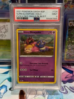 PSA 9 Galarian Slowpoke SWSH126 Holo Evolving Skies Single Pack Blister Promo Pokemon