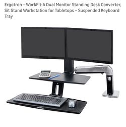 Ergotron stand desk for dual monitors