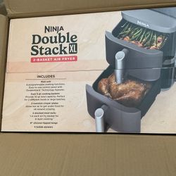 Ninja Double Stack XL Two Basket 10 Qt Air Fryer In Original Box With Guide