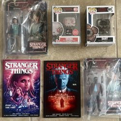 Stranger things Macfarlane toys, Funko pops, comics