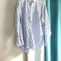 Stafford Men’s Long Sleeve Little Blue Dress Shirt Size 18 