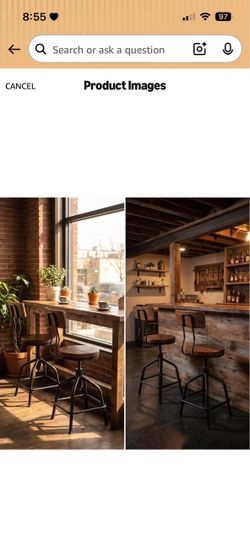 Farmhouse Kitchen Stool, Industrial Counter Stool, Kitchen Deco Round Seat Standard Height Adjustable Swivel Bar Stools with Backrest Indoor House Des