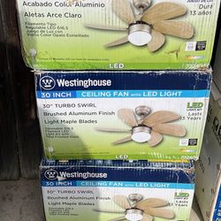 Ceiling Fan Turbo Swirl Indoor Ceiling Fan with Light, 30 Inch, Brushed Nickel