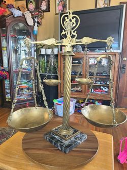 Large Antique Bronze Scale