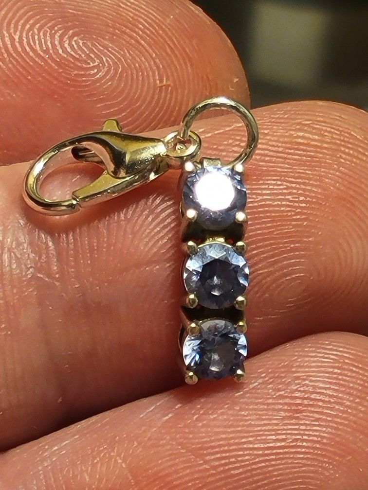 Blue Tanzanite Crystal Pendant 3 Stones