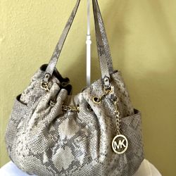 MICHAEL KORS SnakeSkin Print Ring Leather Tote Bag