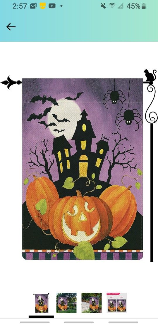 Happy Halloween Castle Garden Flag Ghost Pumpkin Garden Flag Bat Spider Vertical Double Sided Rustic Farmland Burlap Yard Lawn Outdoor Decor 12.5x18