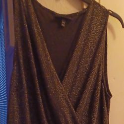 Woman's 18-20 Lane Bryant Sleeveless V-neck Dressy Sparkling Jumpsuit With Tie Belt