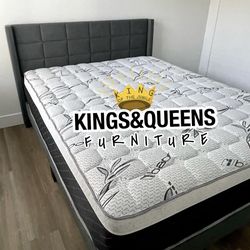 New Queen bed frame with mattress