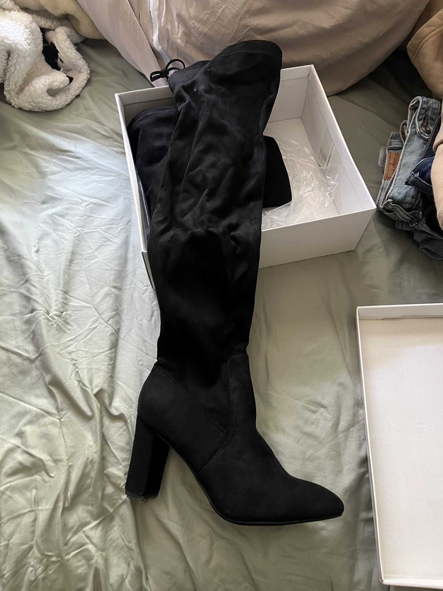 Black knee high boots