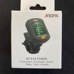 Aroma Clip-On LCD Digital Tuner for Guitar, Bass, Violin, Ukulele, Chromatic AT-01A (Brand New) Comes With Battery (Retail $12)