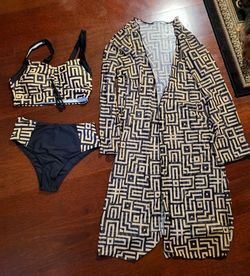 3 Pieces Bathing Suit with Cover Ups Kimono. Size M