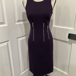 MICHAEL KORS VERTICAL ZIPPER BACK SHEATH SLEEVELESS DRESS