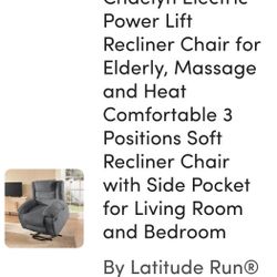 Power Lift Recliner, Massage and Heat