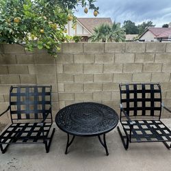 Patio Set. HEAVY! Deep Seat Spring Club Chairs. Table.