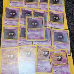 (17) POKEMON CARDS NM-MT GASTLY BASE SET 2ND EDITION FOSSIL & GERMAN 1ST EDITION GEM-MT