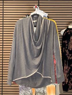 Gray Draped Cowl Neck Wrap Top