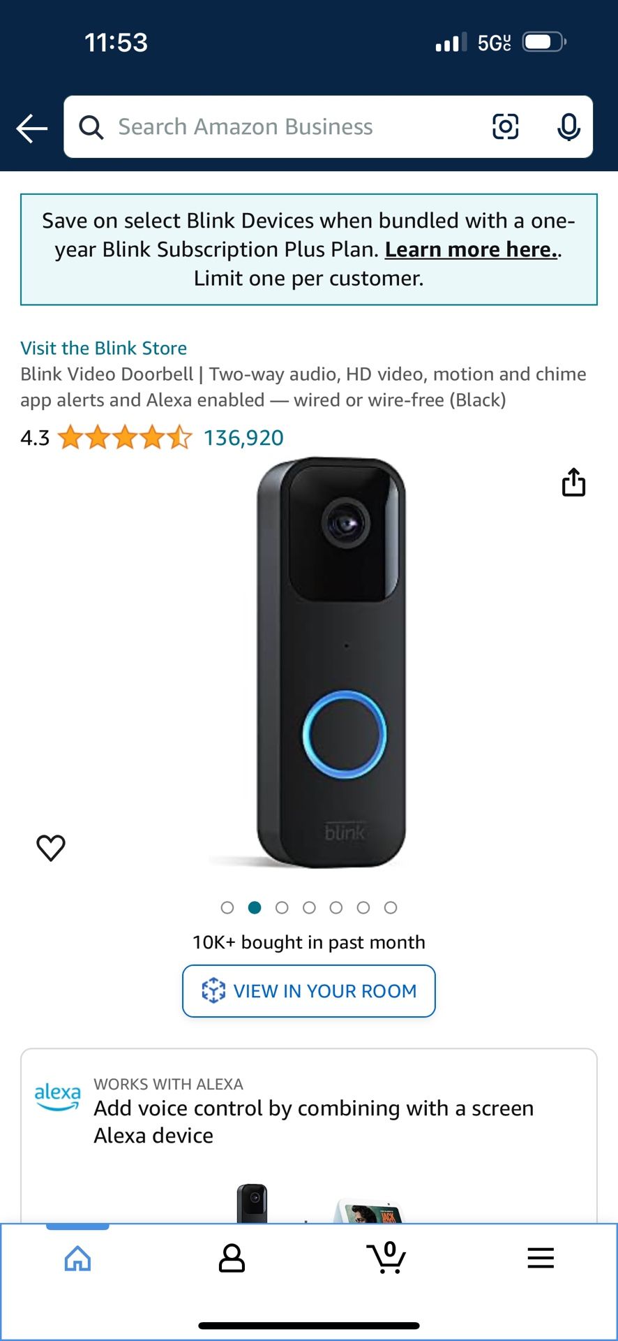 Blink Video Doorbell | Two-way audio, HD video, motion and chime app alerts and Alexa enabled — wired or wire-free (Black