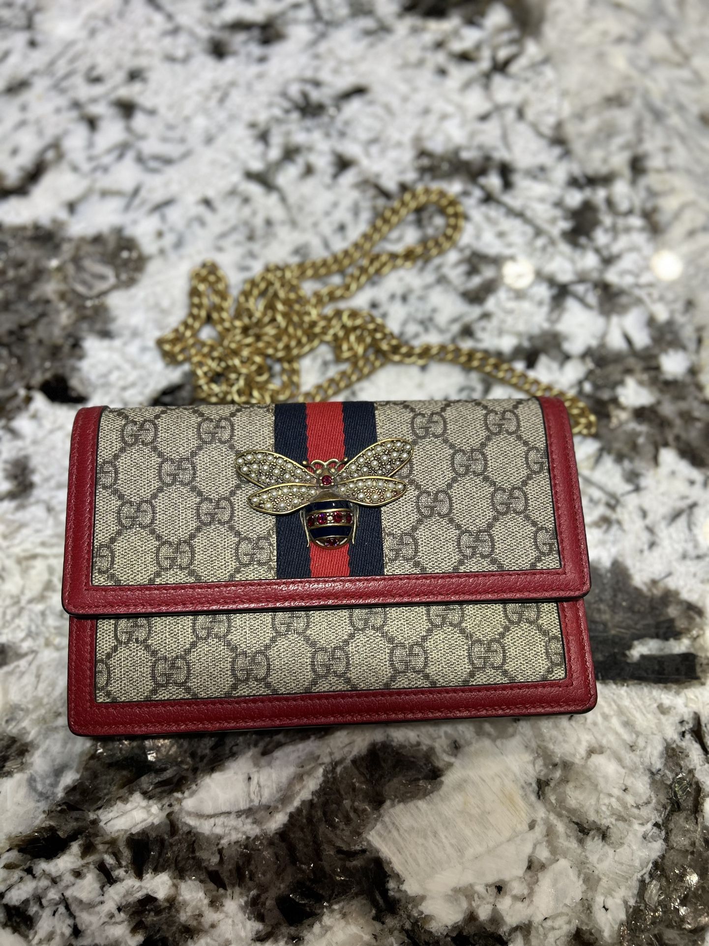 Gucci Queen Margaret Chain Wallet GG Coated Canvas