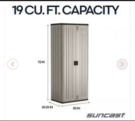 Suncast Plastic Freestanding Garage Cabinet in Platinum (40 in. W x 80 in. H x 20 in. D)