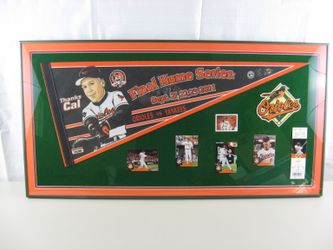 Cal Ripken Framed Collage of Career Highlights in Baseball Cards