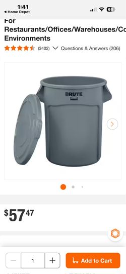 Brute 44 Gallon trash cans (2) cans