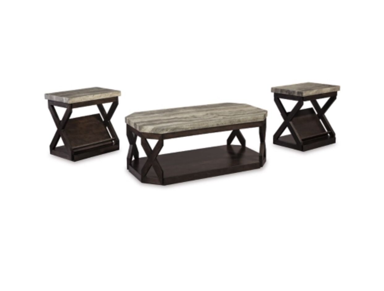 Radilyn Faux Marble 3 Piece Coffee Table Set