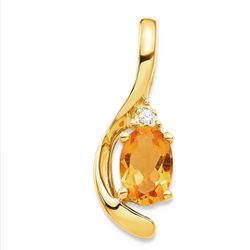 14Y Citrine slide pendant with diamond accent