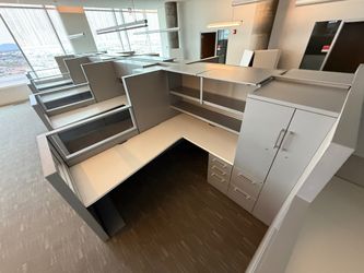 Haworth Compose Glass Loaded Various Sizes L Shape Stations 65" Tall