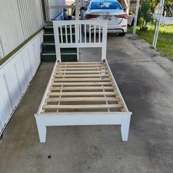 Twin Bed Solid Wood White