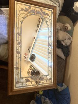 Windsor Art Wall Mirror Etched Floral BorderVintage for Sale in